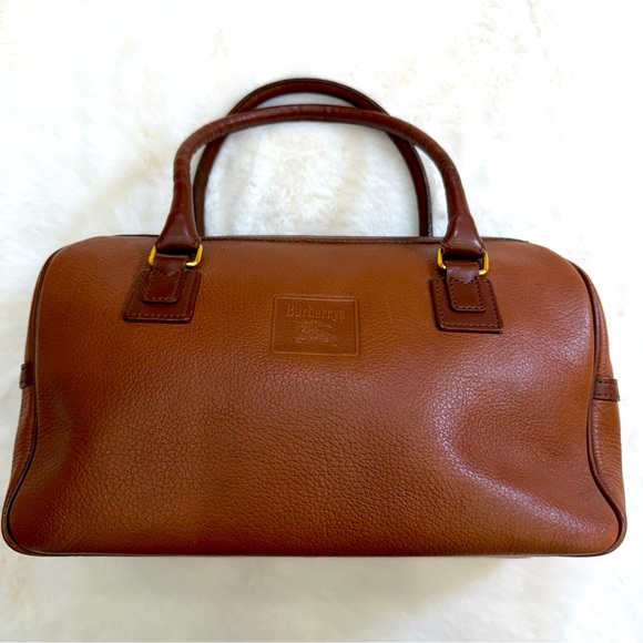 Burberry Brown Leather Boston Bag - Picture 1 of 9